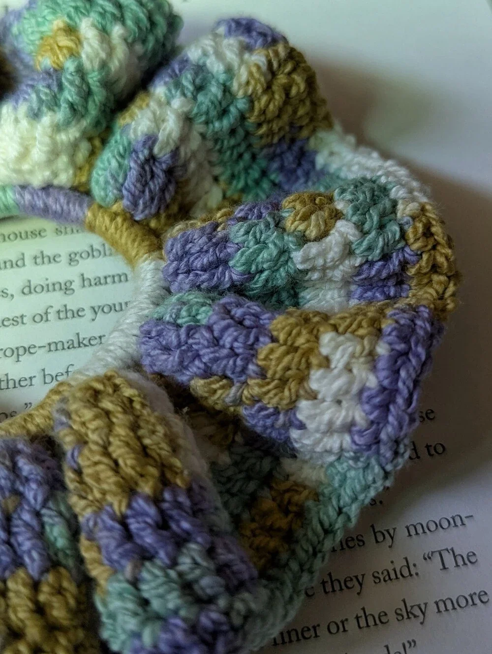 OSTARA 🧙 handmade crochet cotton muted pastel hair tie scrunchie